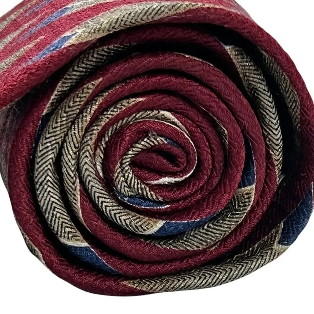 Monsieur Givenchy Burgundy Cream Blue Diamond Silk Necktie Men’s 59.75